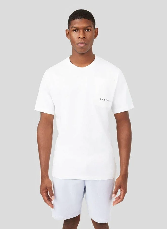 كاستور تيشيرت رجالي بأكمام قصيرة وشعار أبيض